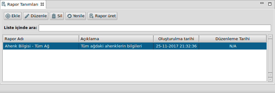 Lider Raporlama Rapor Tanımları